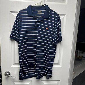 Ralph Lauren, Short Sleeve Polo, XL, Navy with White stripes
